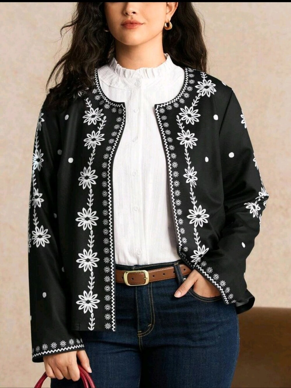 SALE ** BRAND NEW ** Black Embroidered Floral Jacket